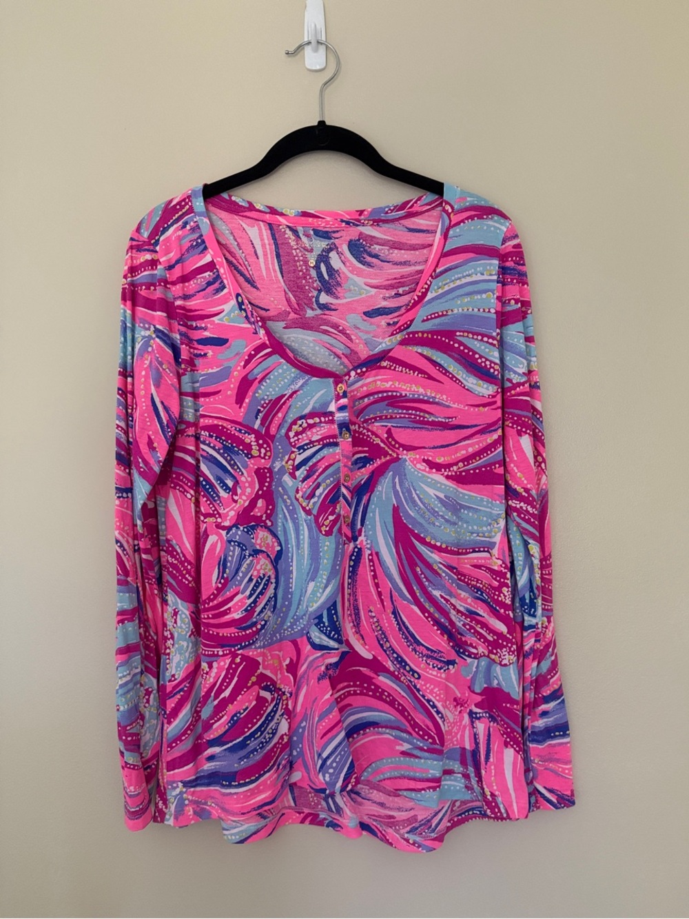 Lilly Pulitzer Pink & Blue Swirl Long Sleeve Top